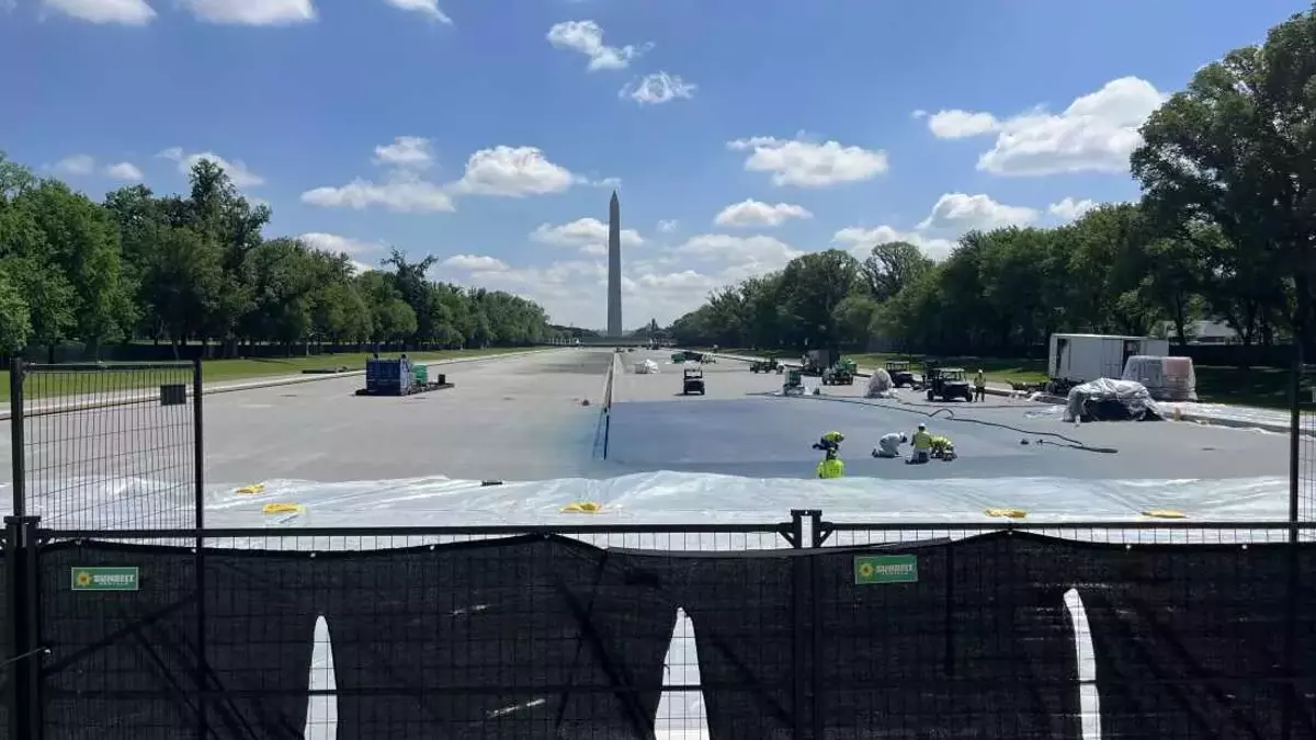Controversial Transformation: Washington D.C.'s Reflecting Pool Undergoes 'American Flag Blue' Makeover