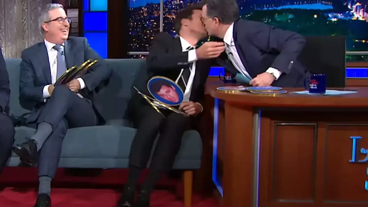 Late-Night Hosts' On-Screen Kisses and Confessions