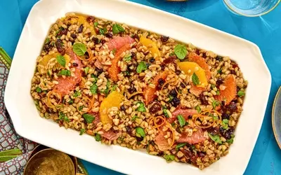 Mediterranean Barley Pilaf with Zesty Citrus and Dried Fruits
