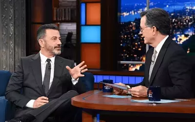 Kimmel Bids Farewell to Colbert, Slams CBS