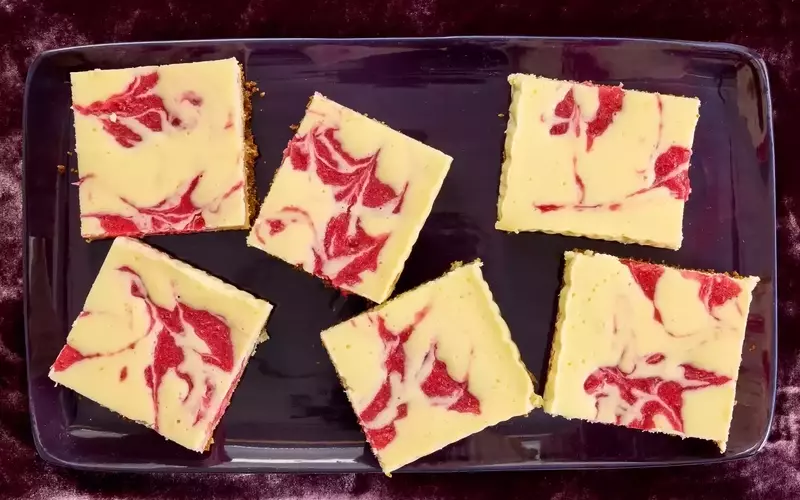 Delectable Strawberry & Goat Cheese Cheesecake Squares