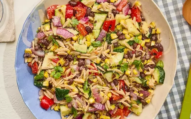 Festive Summer Orzo Salad with Creamy Dressing